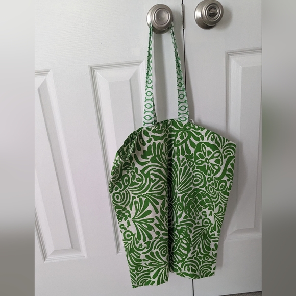 Large Abstract Green handmade reusable shopping tote bag - Picture 5 of 5